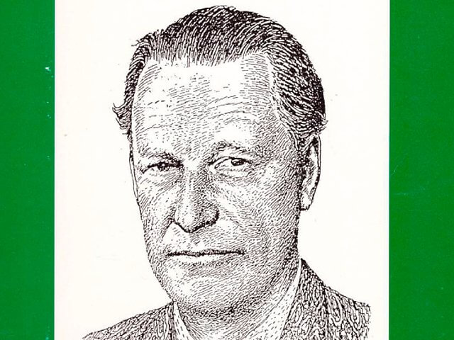 Erik Höjer, teckning av Erik Hermansson i Domänposten 1958.